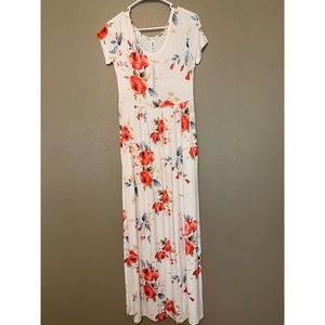 White maxi dress with flowers
